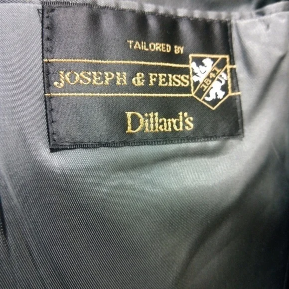 Joseph & Feiss Dillard's 42R 2 Button Gray Check Twill Suit Blazer Sport… - Picture 7 of 8